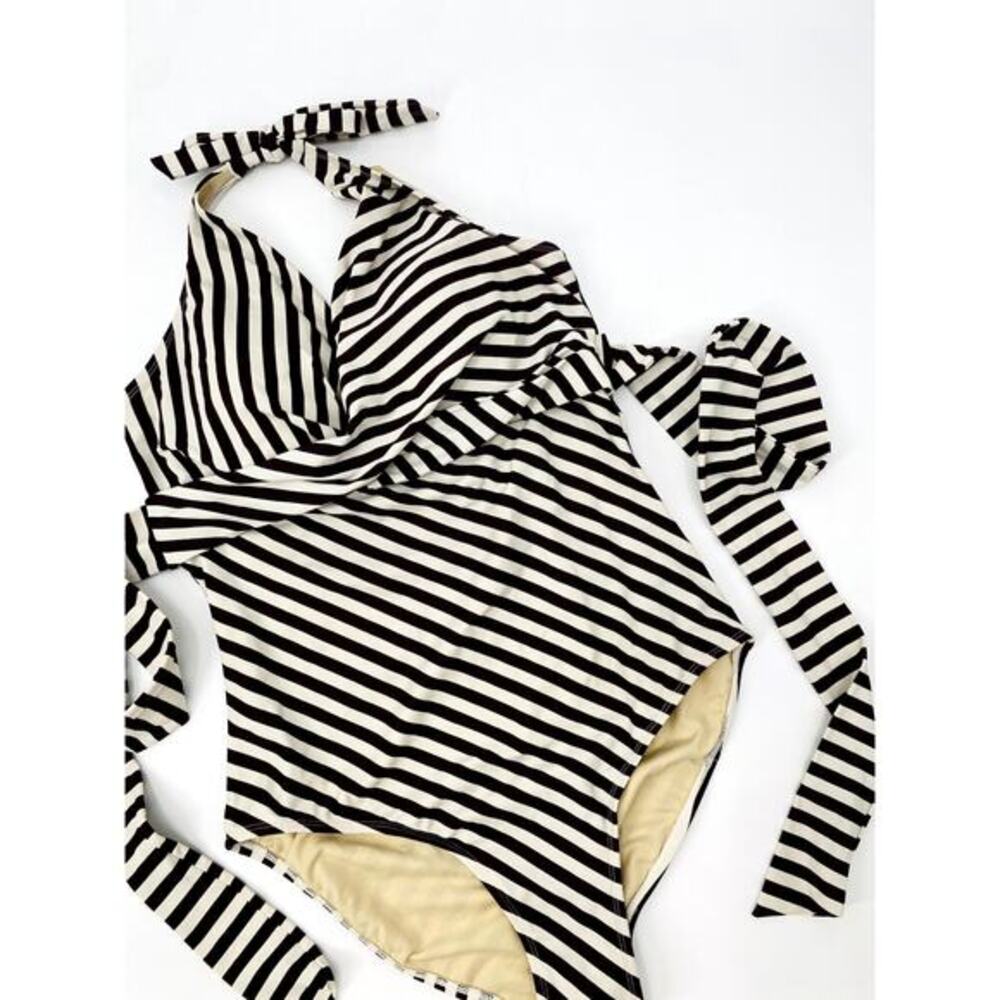 Swimsuits for all 14 brown and white striped one piece swimsuit